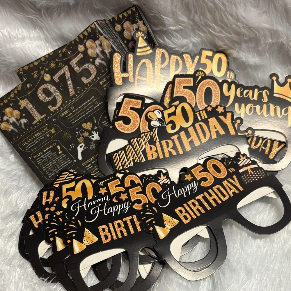 50th Birthday Party Glasses and Napkins 1975